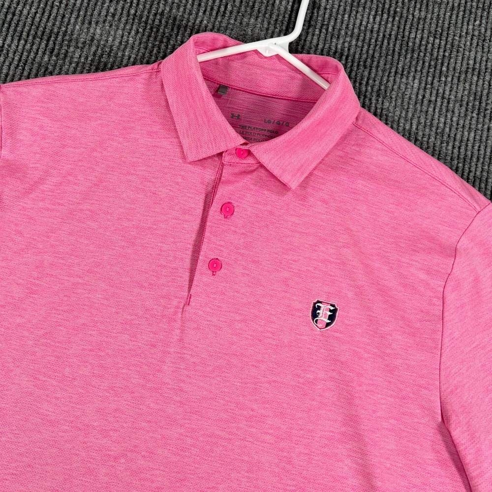 Under Armour Playoff Polo Shirt Mens Large Pink Short Sleeve Golf Casual Work